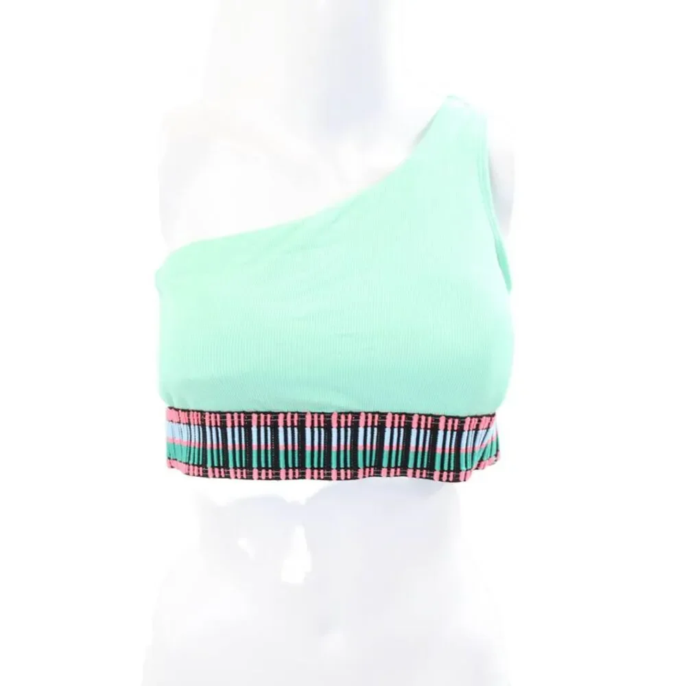 Peixoto Womens One Shoulder Cadillac Zoni Bikini Printed Top Mint Green Size L